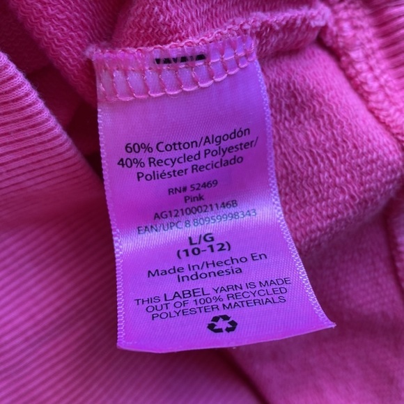 Athletic Works Girls‎ Lightweight Sweatshirt Hot Pink Thumbholes Kangaroo Pocket - Picture 5 of 6